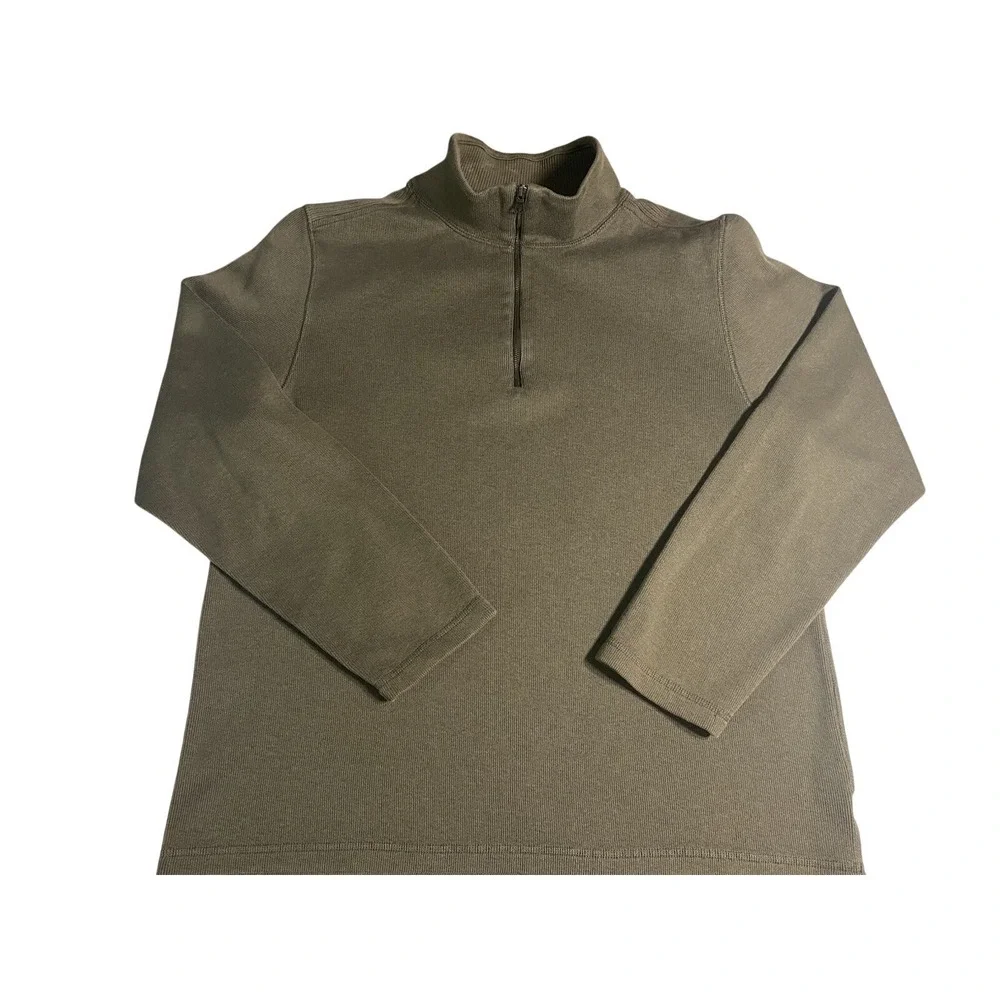 Banana Republic Quarter Zip Sweater Men's Large Olive Green‎ Pullover Mock Neck